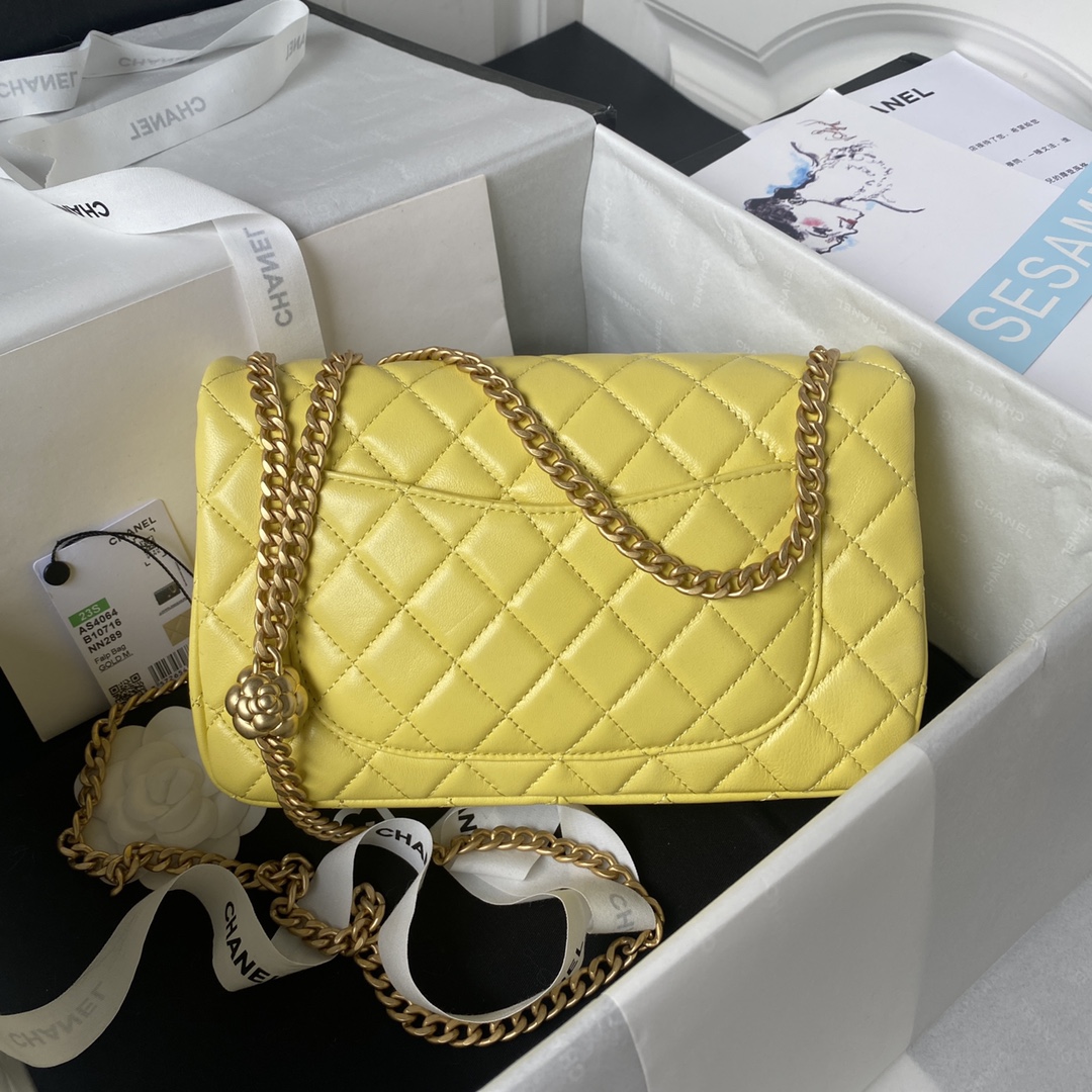 Classic Flap Lambskin Bag AS4046 Yellow